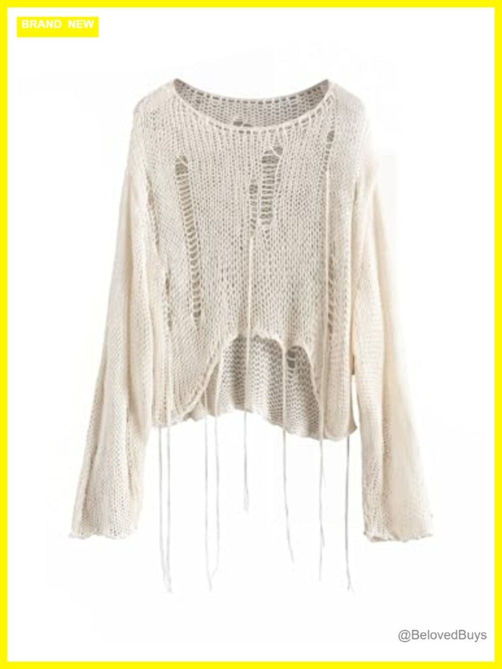 Plus Size Ripped Long Sleeve Knit Crop Sweater Boat Neck Goth Punk